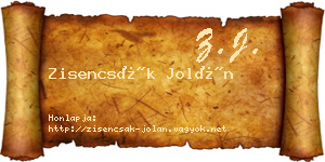 Zisencsák Jolán névjegykártya